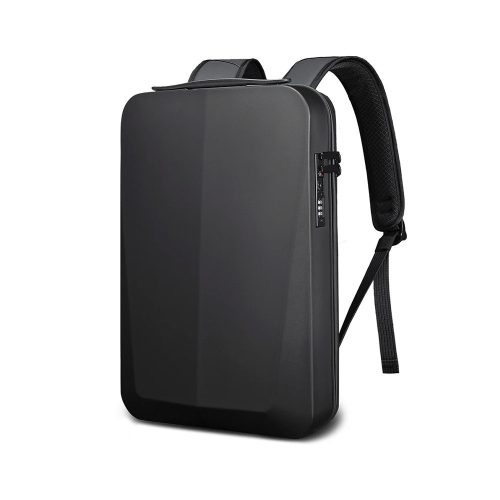 AXEN laptop hátizsák, merevített szögletes, USB, fekete