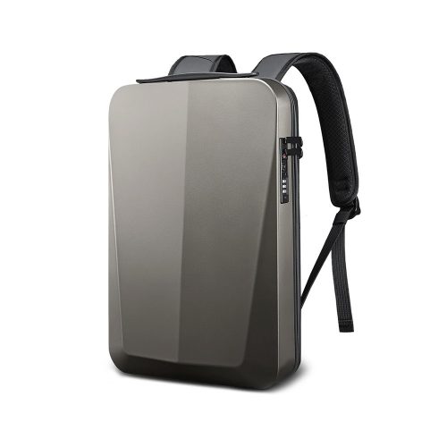 AXEN laptop hátizsák, merevített szögletes, USB, szürke